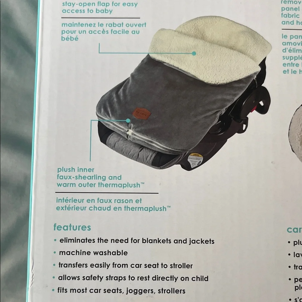 JJ Cole Bundleme Sherpa Car Seat & Stroller Cover - Cream and Gray